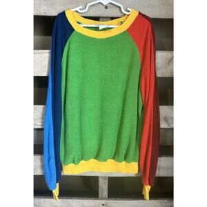 Vintage Sears Colorblock Terry Cloth L/S Shirt Size Large Youth